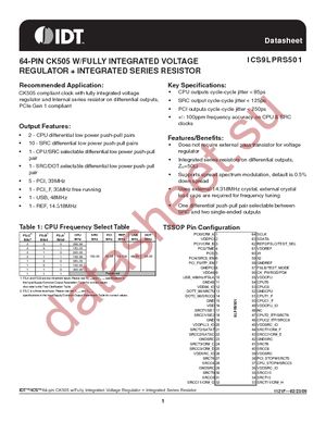 ICS9LPRS501SGLF datasheet  